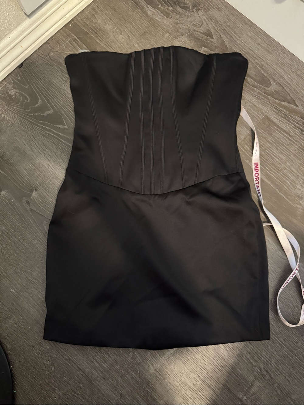 House of cb LAILA Black satin strapless mini Dress - Picture 2 of 5